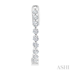 1 Ctw Inside-Out Single Prong Set Round Cut Diamond Hoop Earrings in 14K White Gold