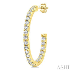 1/3 Ctw French Pave Set Round Cut Diamond Fashion Half Hoop Earring in 14K Yellow Gold
