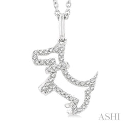 1/8 Ctw Petite Playful Dog Round Cut Diamond Fashion Pendant With Chain in 10K White Gold