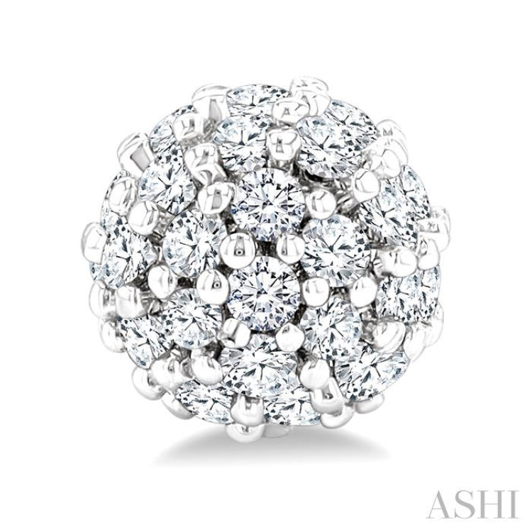 1/5 Ctw Petite Disco Ball Round Cut Diamond Fashion Stud Earring in 10K White Gold