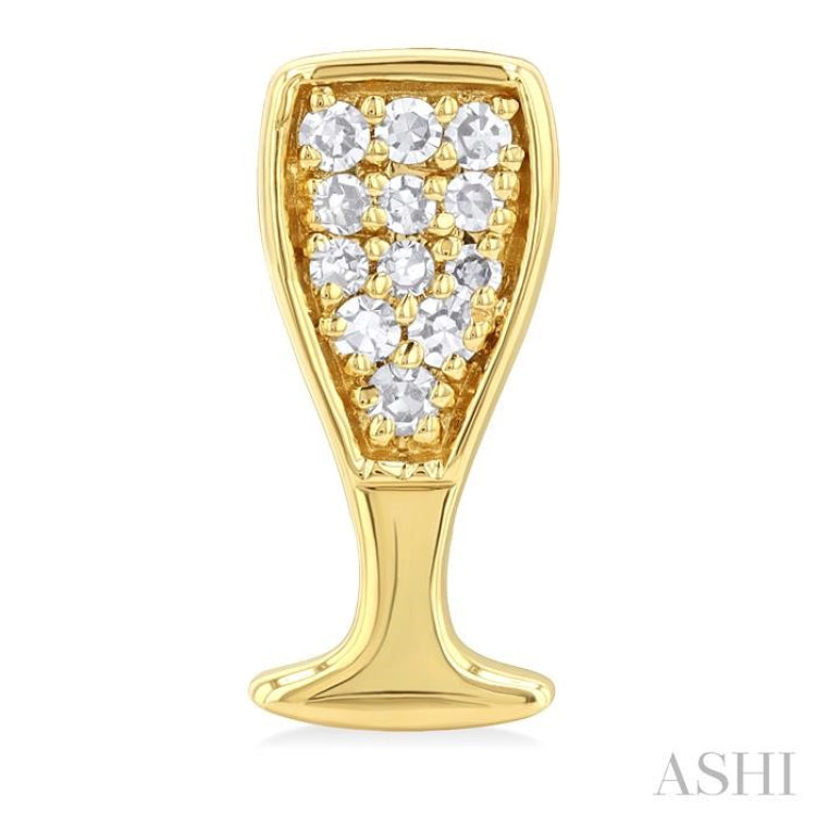 1/10 Ctw Petite Champagne Glass Round Cut Diamond Fashion Stud Earring in 10K Yellow Gold