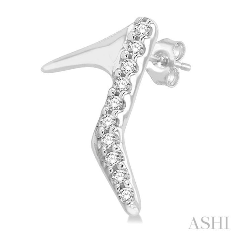 1/20 Ctw Petite High Heel Pumps Round Cut Diamond Fashion Stud Earring in 10K White Gold