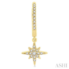 1/6 Ctw Petite Celestial Crescent & Star Round Cut Diamond Fashion Huggies in 10K Yellow Gold