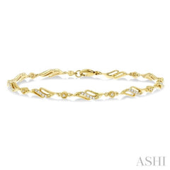 1/4 Ctw Art Deco Lattice Kite Round Cut Diamond Fashion Tennis Bracelet in 10K Yellow Gold