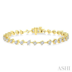 3 1/2 Ctw Mixed Shape Fusion Diamond Fashion Bracelet in 14K Yellow Gold