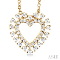 1/4 Ctw Heart Round Cut Diamond Fashion Pendant With Chain in 10K Yellow Gold