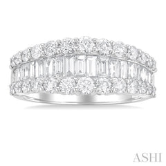1 5/8 Ctw Baguette and Round Cut Diamond Fashion Band in 14K White Gold