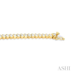 4 Ctw Hexagon Motif Bezel Set Round Cut Diamond Tennis Bracelet in 14K Yellow Gold