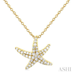 1/5 Ctw Petite Starfish Round Cut Diamond Fashion Pendant With Chain in 10K Yellow Gold