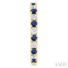 1.80 MM Round Shape Sapphire and 1/4 Ctw Round Cut Diamond Precious Hoop Earring in 10K Yellow Gold
