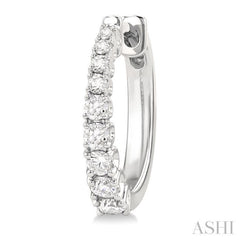 1/2 Ctw Graduated Round Cut Diamond Fashion Hoop Earrings in 14K White Gold