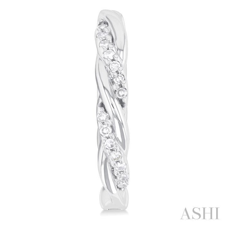 1/10 Ctw Entwined Front Round Cut Diamond Fashion Hoop Earring in 10K White Gold