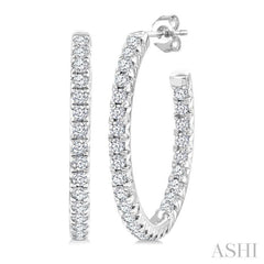 3/4 Ctw French Pave Set Round Cut Diamond Fashion Half Hoop Earring in 14K White Gold