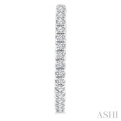 3/4 Ctw French Pave Set Round Cut Diamond Fashion Half Hoop Earring in 14K White Gold