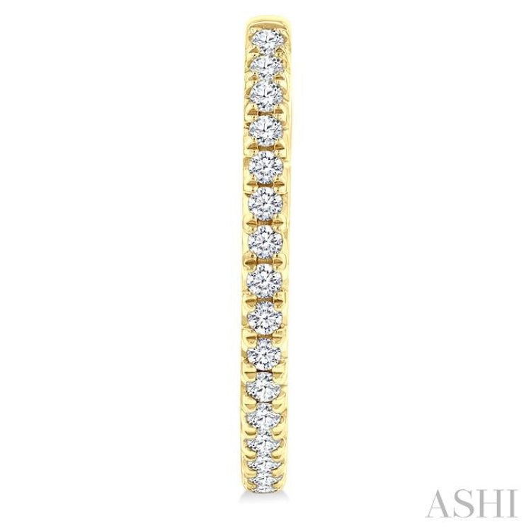 3/4 Ctw French Pave Set Round Cut Diamond Fashion Half Hoop Earring in 14K Yellow Gold