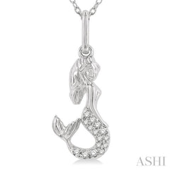 1/20 Ctw Petite Mermaid Round Cut Diamond Fashion Pendant With Chain in 10K White Gold
