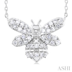 1/4 Ctw Petite Bumble Bee Round Cut Diamond Fashion Pendant With Chain in 10K White Gold