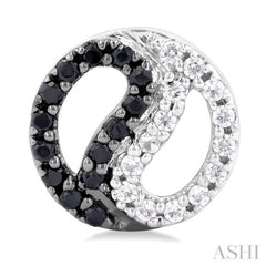 1/5 Ctw Petite Yin Yang Black & White Round Cut Diamond Fashion Stud Earring in 10K White Gold