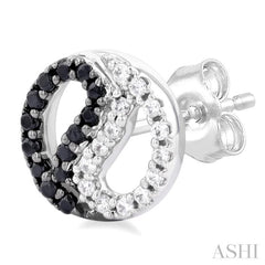 1/5 Ctw Petite Yin Yang Black & White Round Cut Diamond Fashion Stud Earring in 10K White Gold