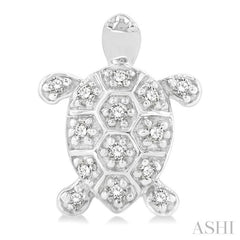 1/6 Ctw Petite Turtle Round Cut Diamond Fashion Stud Earring in 10K White Gold
