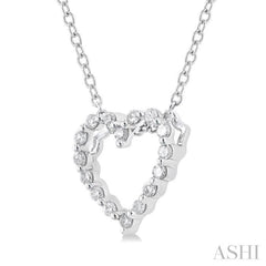 1/10 Ctw Heart Shape Round Cut Diamond Pendant With Chain in Sterling Silver
