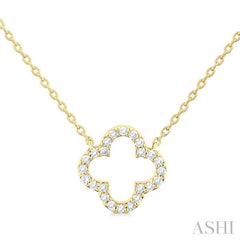 1/8 Ctw Petite Clover Round Cut Diamond Fashion Pendant With Chain in 10K Yellow Gold
