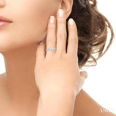 1/2 Ctw Pear and Round Cut Diamond Semi-Mount Engagement Ring in 14K White Gold