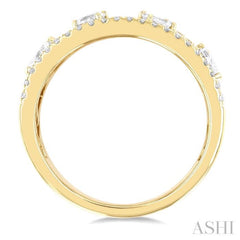 5/8 Ctw 4-Stone Mixed Shape Diamond Wide Fashion Band in 14K Yellow Gold