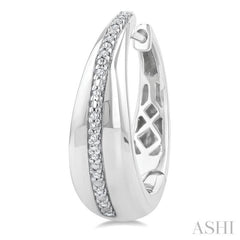 1/10 Ctw Bold Wide Round Cut Diamond Hoop Earring in Sterling Silver