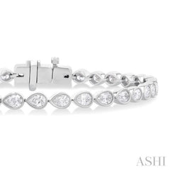 3 1/3 Ctw East-West Bezel Set Pear Cut Diamond Tennis Bracelet in 14K White Gold