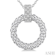 1/8 Ctw Cable Chain Inspired Bold Weave Circle Round Cut Diamond Pendant With Chain in Sterling Silver