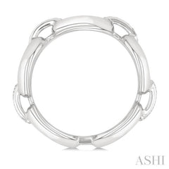 1/20 Ctw Oval Shape D-Link Round Cut Diamond Ring in Sterling Silver