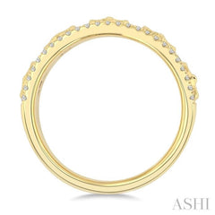 5/8 Ctw Clover Motif Round Cut Diamond Wide Fashion Band in 14K Yellow Gold
