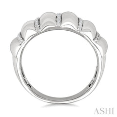 1/10 Ctw Ribbed Dome Shape Round Cut Diamond Bold Wide Fashion Band in Sterling Silver