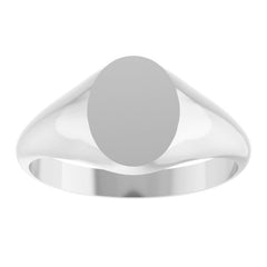 14K White Oval Signet Ring