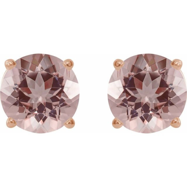 14K Rose 6 mm Natural Pink Morganite Earrings