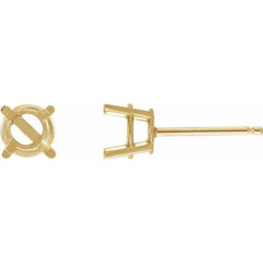 14K Yellow Gold 6 mm Natural Pink Morganite Earrings