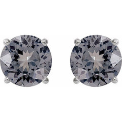 Platinum 6 mm Natural Gray Spinel Earrings