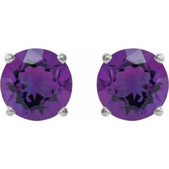 14K White Gold 7 mm Natural Amethyst Earrings