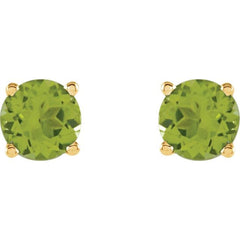 14K Yellow 7 mm Natural Peridot Earrings