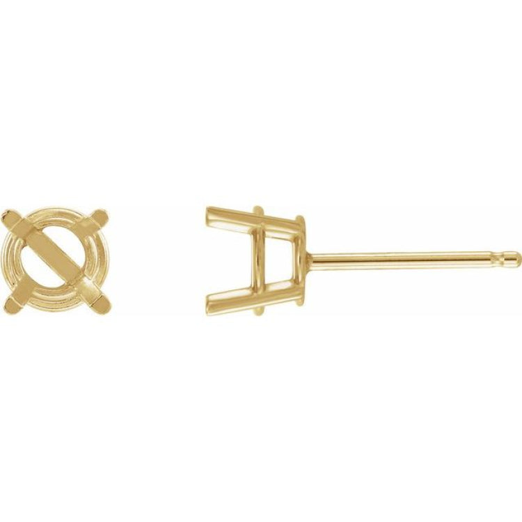 14K Yellow Gold 7 mm Natural Pink Morganite Earrings