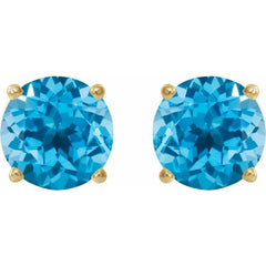 14K Yellow 7 mm Natural Swiss Blue Topaz Earrings