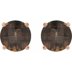 14K Rose 8 mm Natural Smoky Quartz Earrings