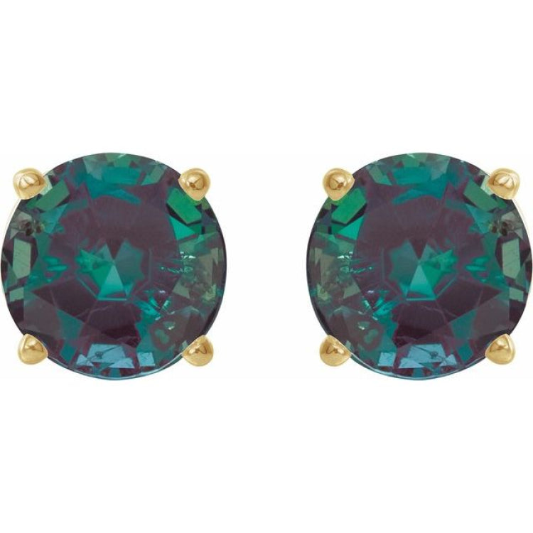 14K Yellow 8 mm Lab-Grown Alexandrite Earrings