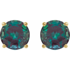 14K Yellow 8 mm Lab-Grown Alexandrite Earrings