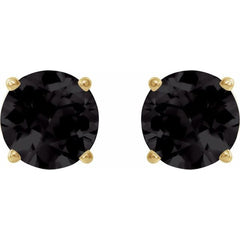 14K Yellow 8 mm Natural Black Onyx Earrings