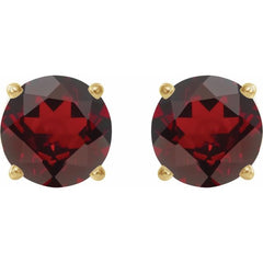 14K Yellow 8 mm Natural Mozambique Garnet Earrings