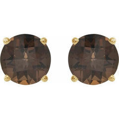 14K Yellow 8 mm Natural Smoky Quartz Earrings