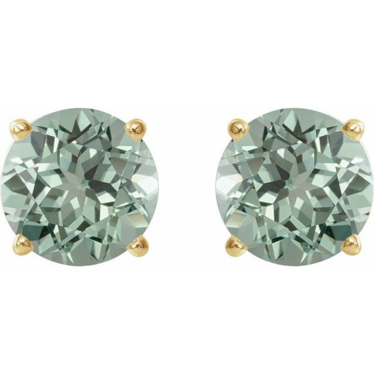 14K Yellow 8 mm Lab-Grown Green Sapphire Earrings