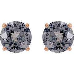 14K Rose 6 mm Natural Gray Spinel Earrings
